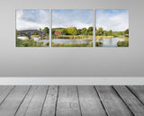 Along the Riverbank - Ivy Cafe, Llanrwst - Panoramic Canvas Wrap Triptych