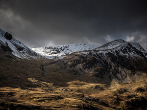 Shadow & Light Nant Ffrancon Valley - A very atmospheric image from Ogwen Valley in Snowdonia National Park. Dark Skies over the mountainside with just a shaft of sunlight to brighten the foreground