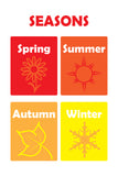 Set of six illustrated prints including Alphabet & Numbers - Oranges & Yellow